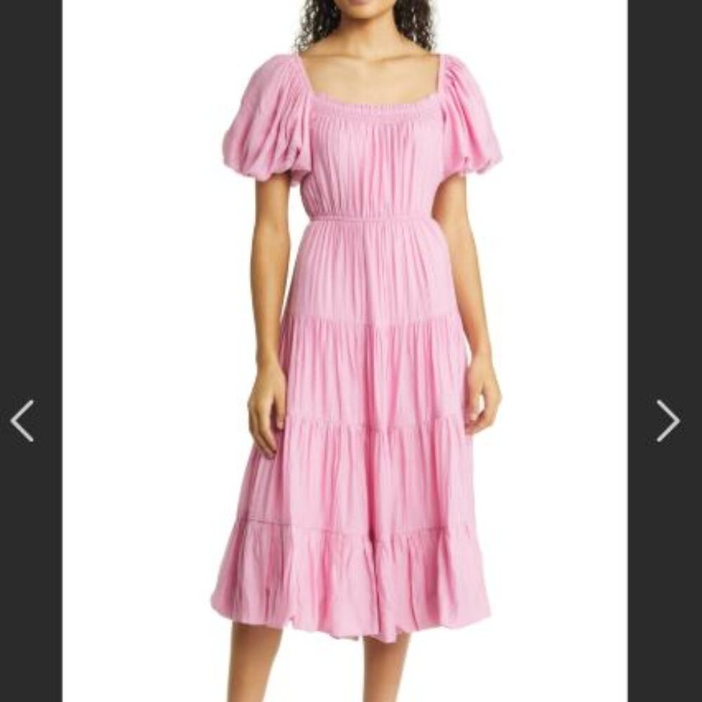 FLORET STUDIOS: Tiered Balloon Hem Dress, Size XS, Orchid